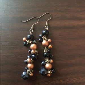 Black and copper dangle earrings